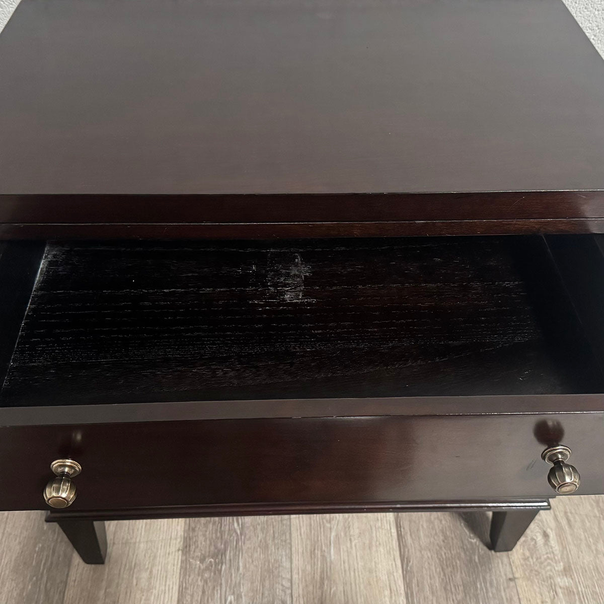 Wood End Table With Three Drawers