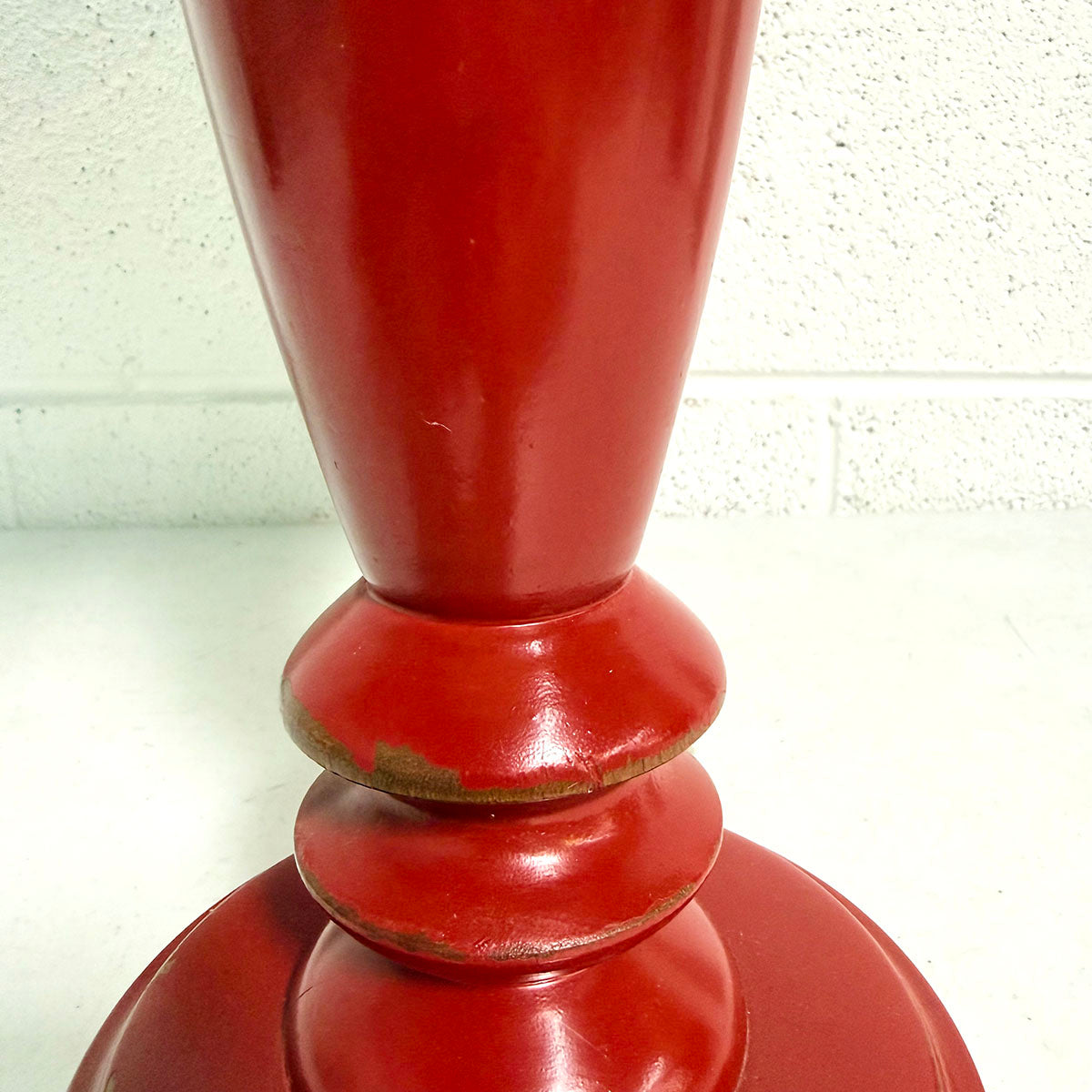 Pair of Rustic Red Lamps with Burlap & Silk Shade
