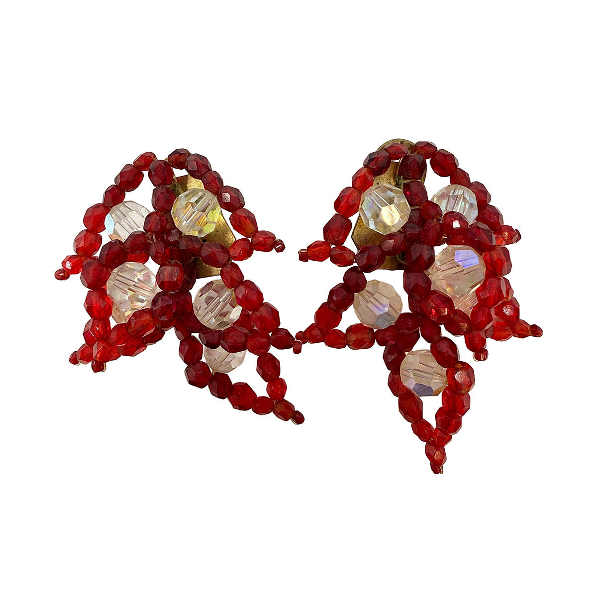 Coppola e Toppo Red and Clear Bead Clip-on Earrings