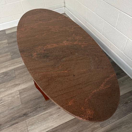 Granite Top Coffee Table with Cherry and Metal Base