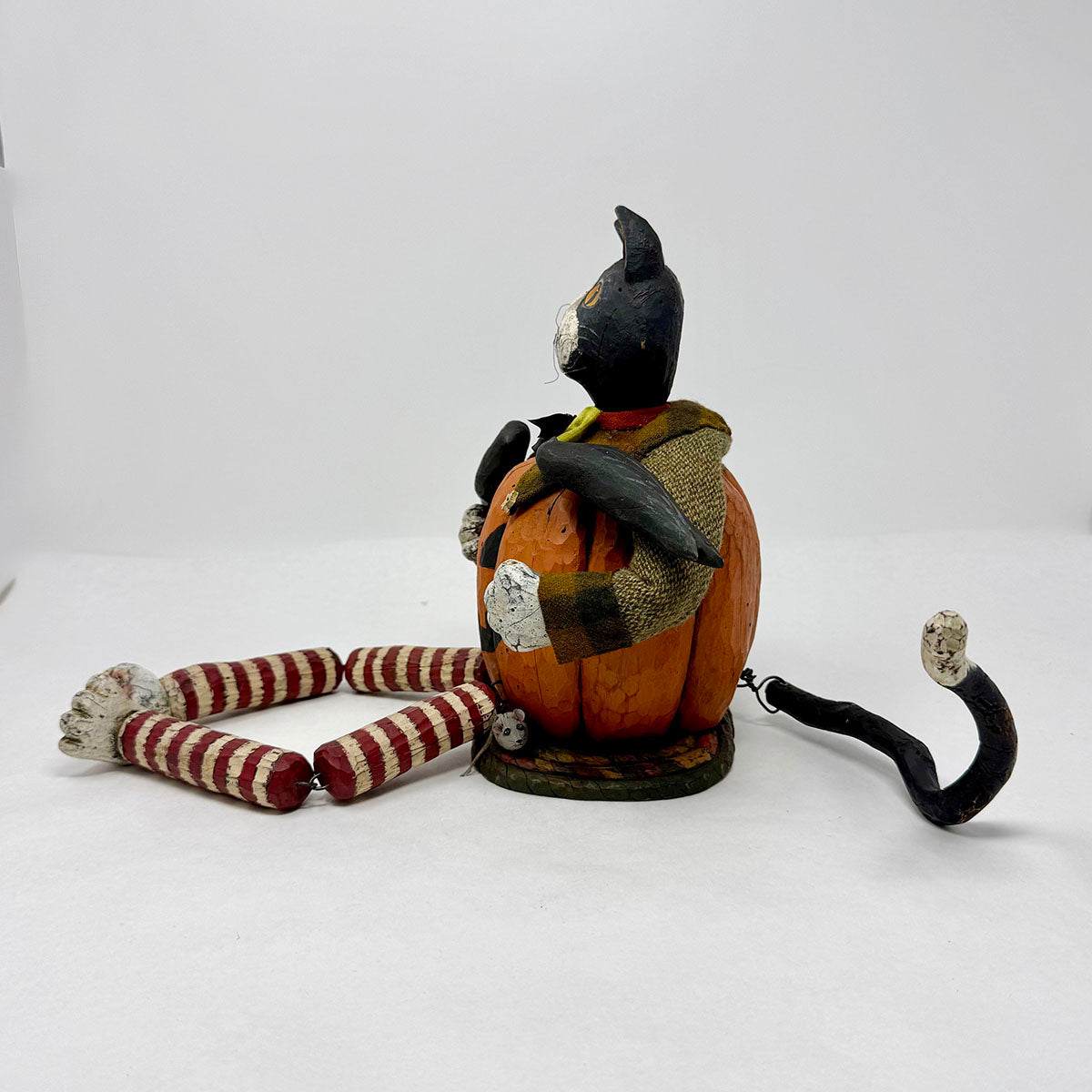 Folk Art Carved Halloween Cat Handmade signed