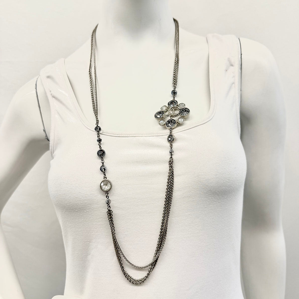 Chanel Double Layered Large Snowflake Station Necklace