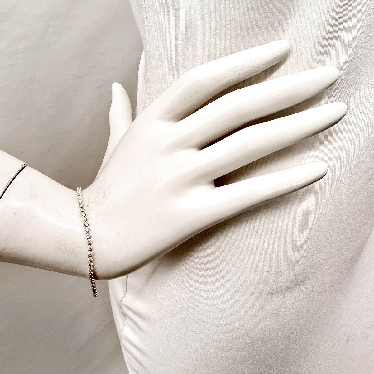 14K Gold Bracelet with Round, Marquise and  Emerald Cut Lab  Diamonds