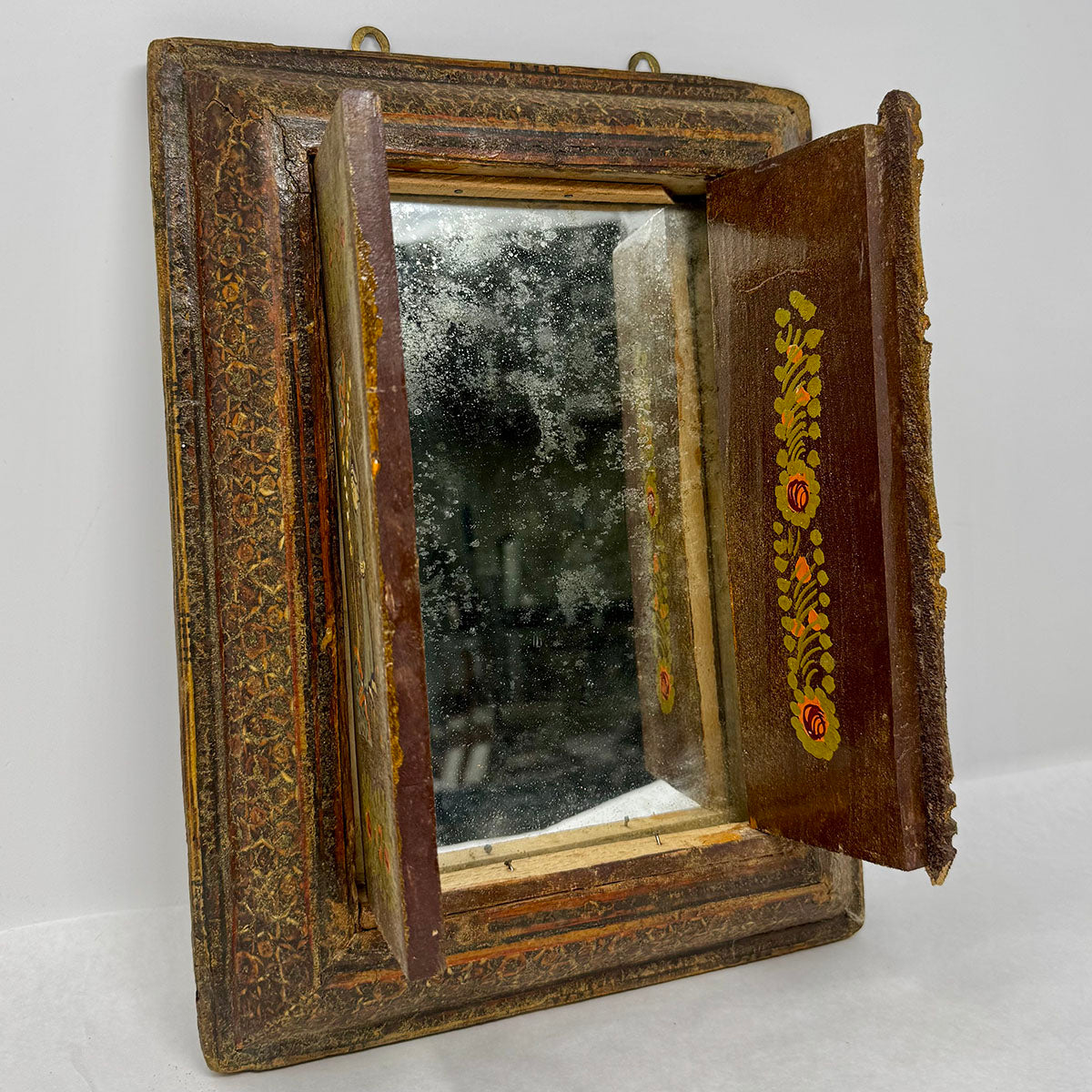 Mosaic Wood Painting Wall Mirror Cabinet