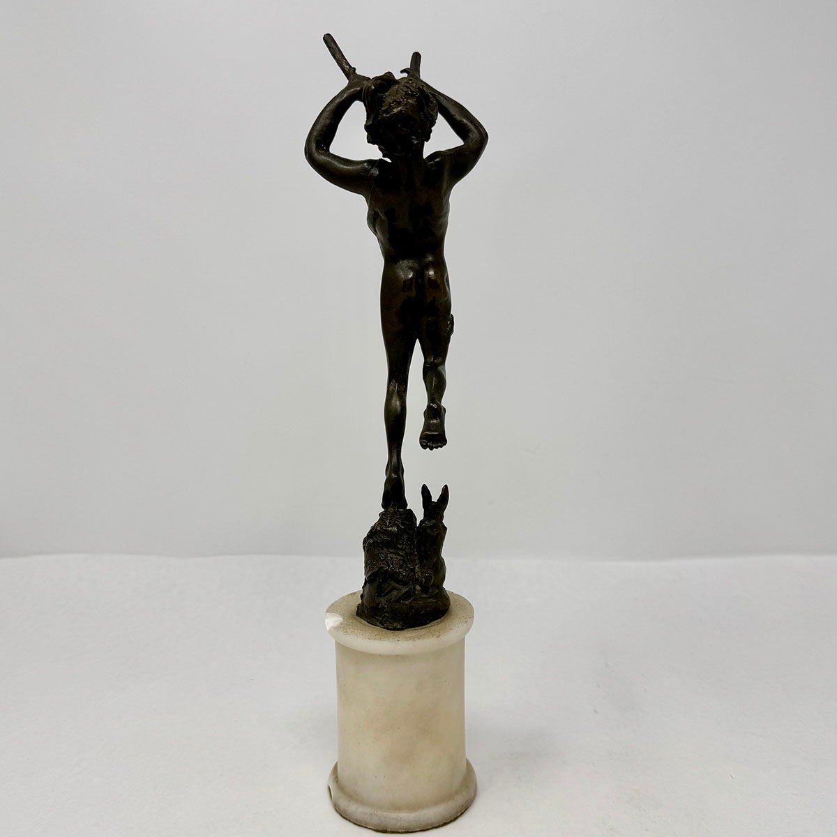 "Nymph Playing Two Flutes" Neoclassical Bronze Sculpture Signed