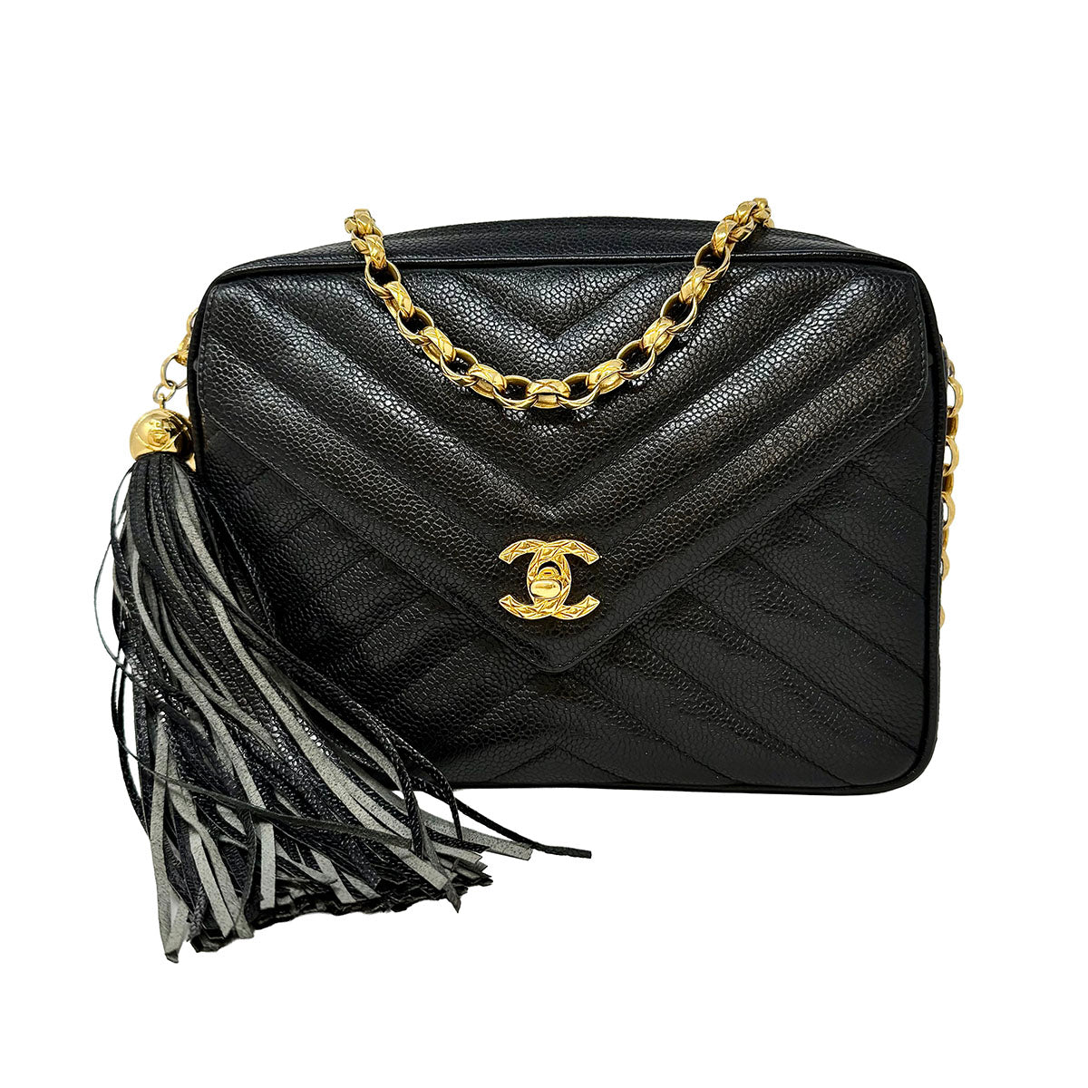 Chanel Vintage Chevron Caviar Camera Bag