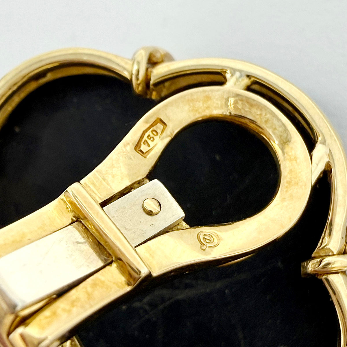 Elan 18K Gold Clip-on Earrings with Mother of Pearl and Onyx