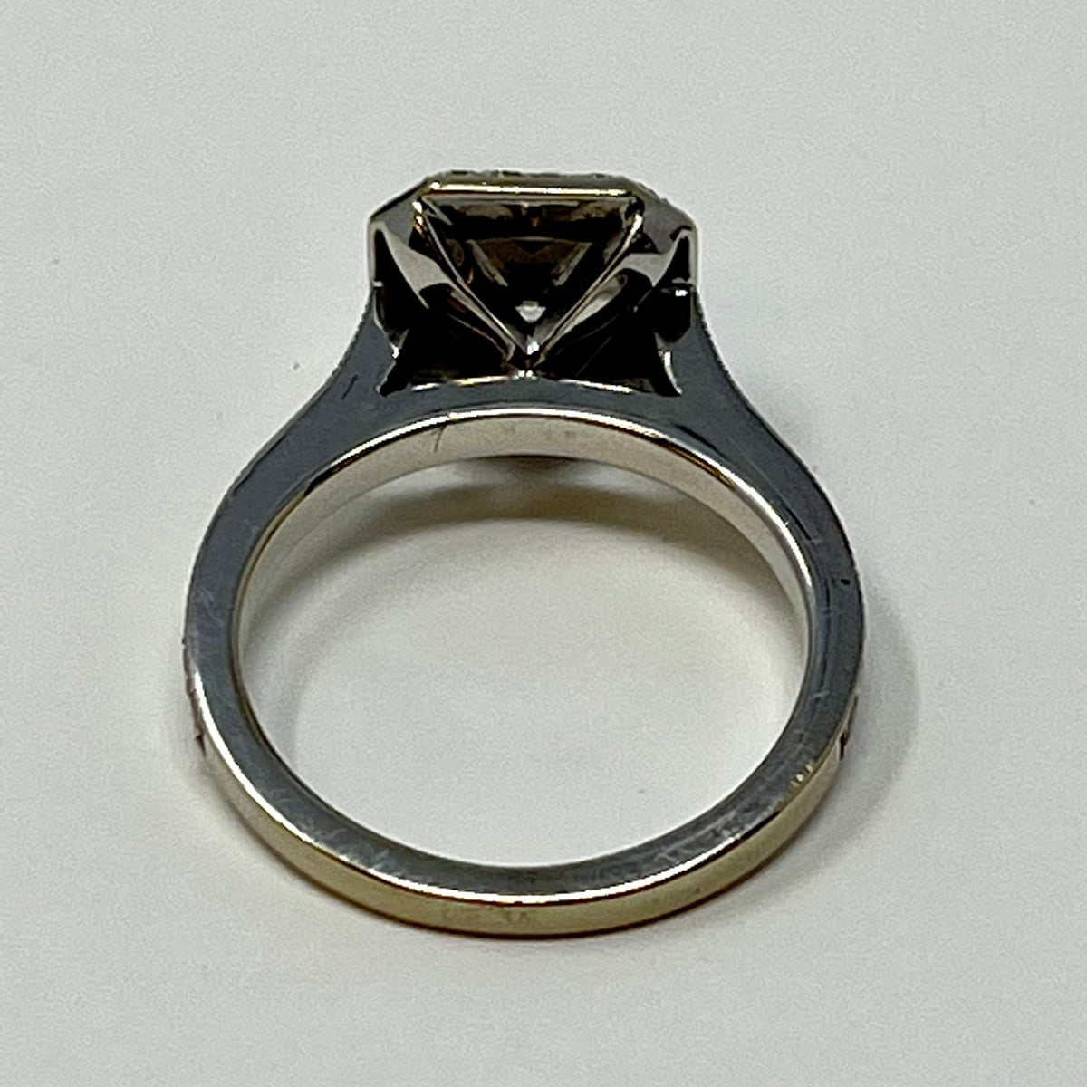 18K White Gold Bezel Set Radiant Cut Diamond Ring