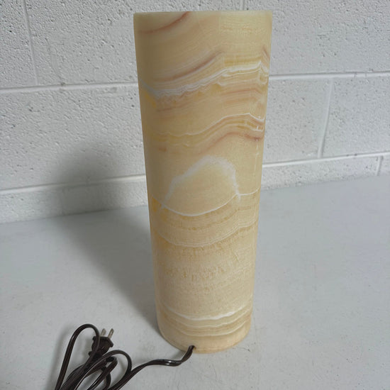 Cylindrical Shape Alabaster Table  Lamp, 16"