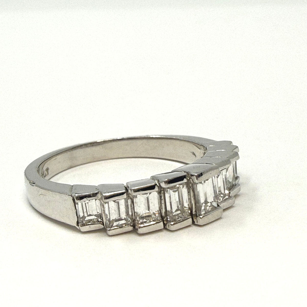 Platinum Ring with 9 Baguette Diamonds