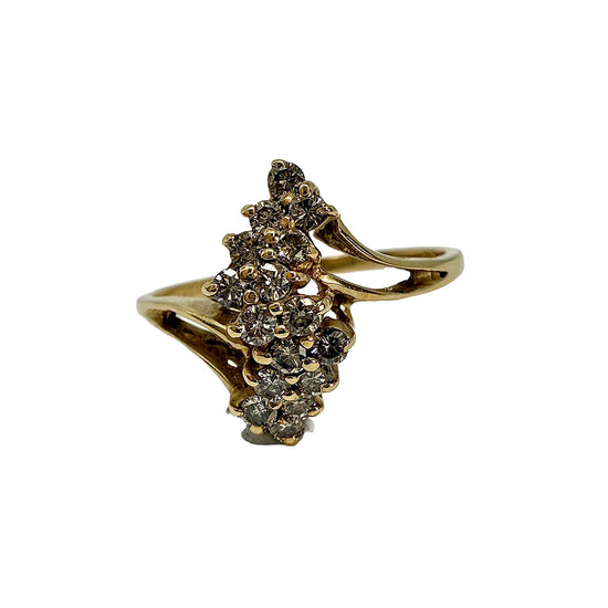 14K Gold Ring with  16 Diamonds
