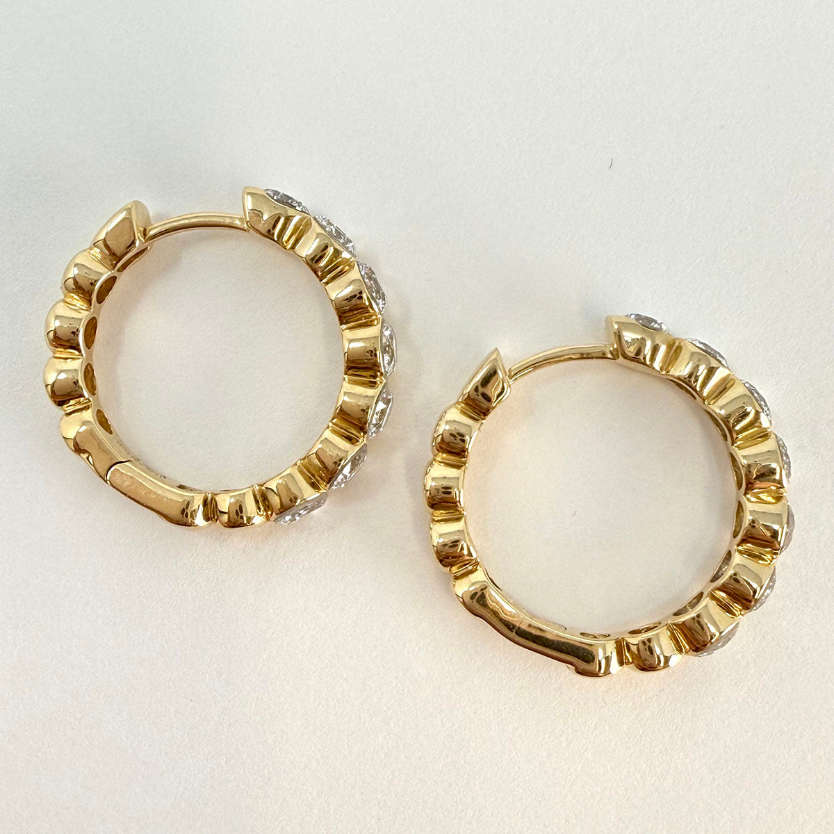 14K White Gold Lab Grown Diamond Hoop Earrings