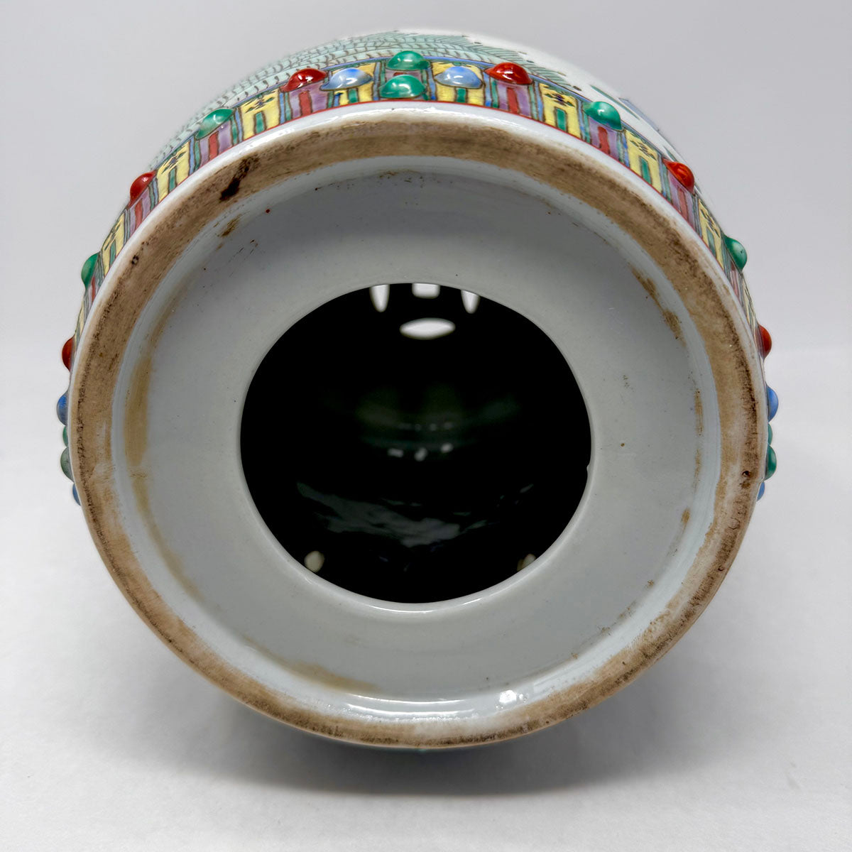 Asian Enameled Porcelain Garden Stool "Eight Immortals"