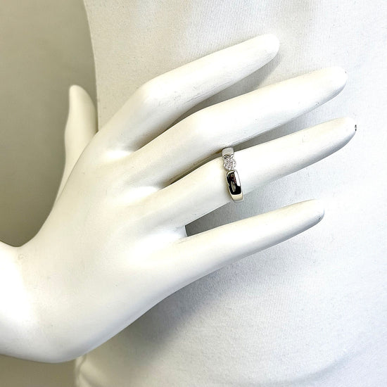14K White Gold Ring with 0.07ct Pave Diamond