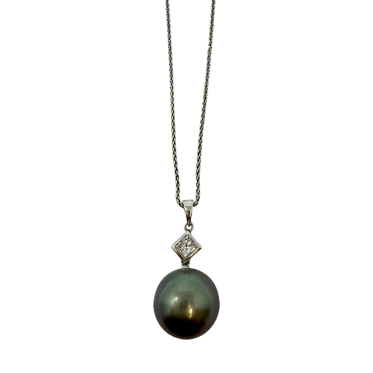Tahitian Pearl and Diamond Pendant Necklace