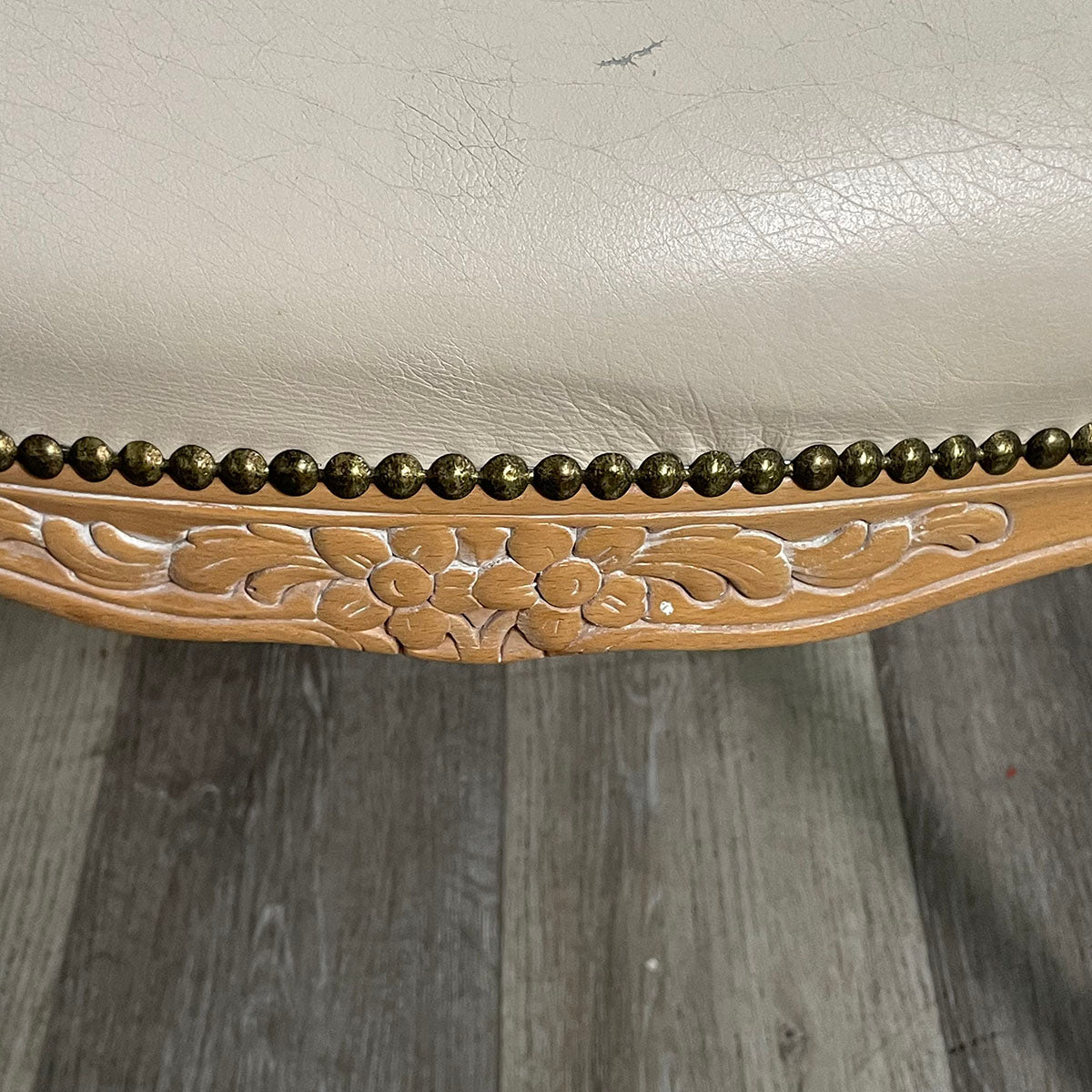 Pair of French-Style Leather Chairs With Nail Head Accents