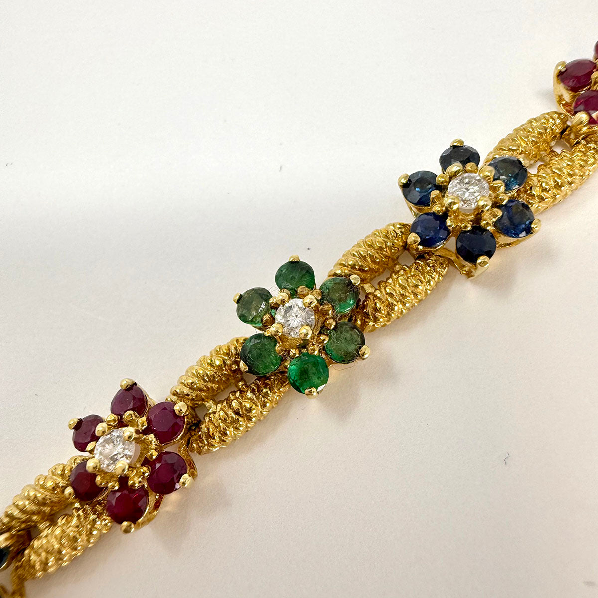 14K Gold Ruby, Emerald, Sapphire and  Diamond Bracelet - appraisal