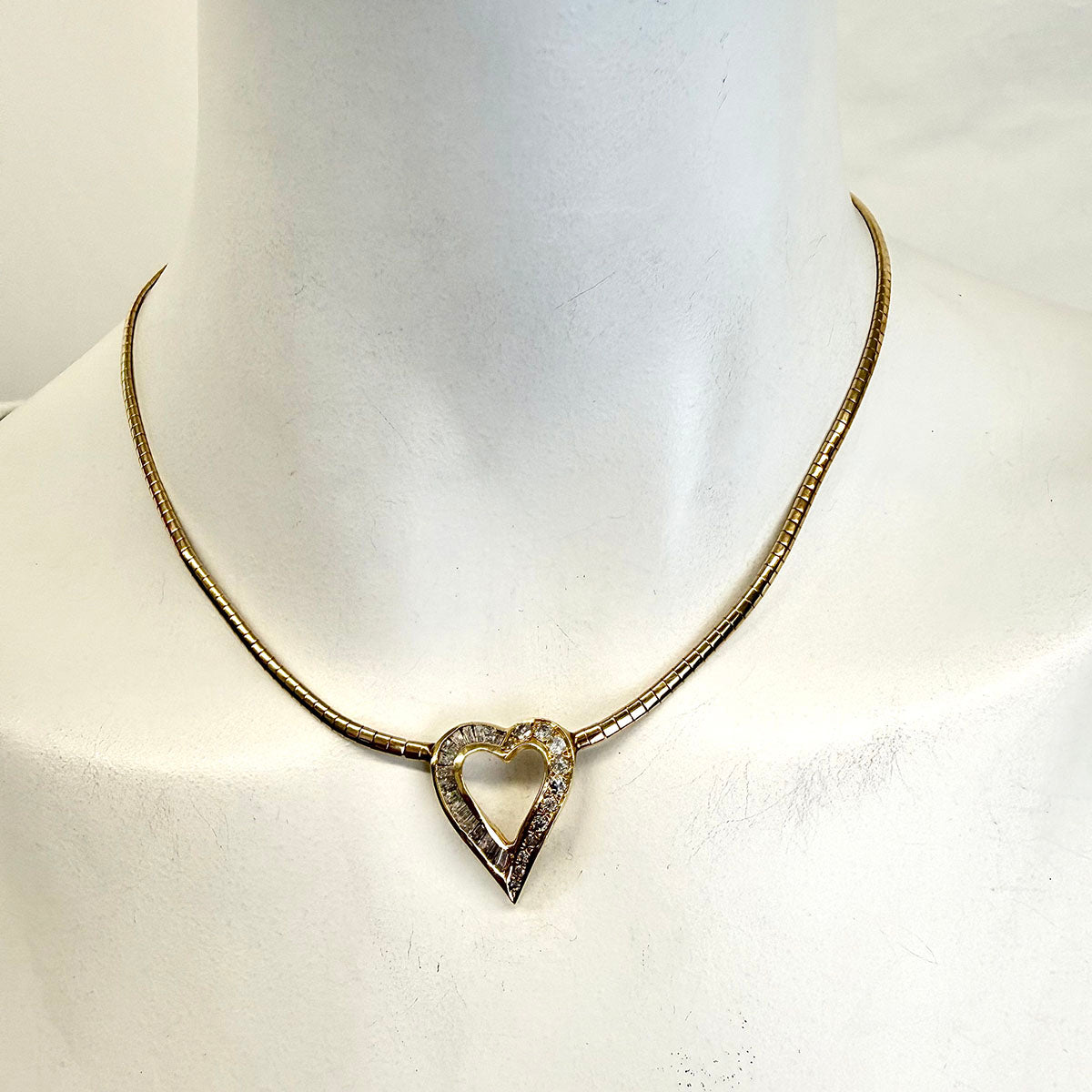 14K Gold Necklace Diamond Heart Necklace