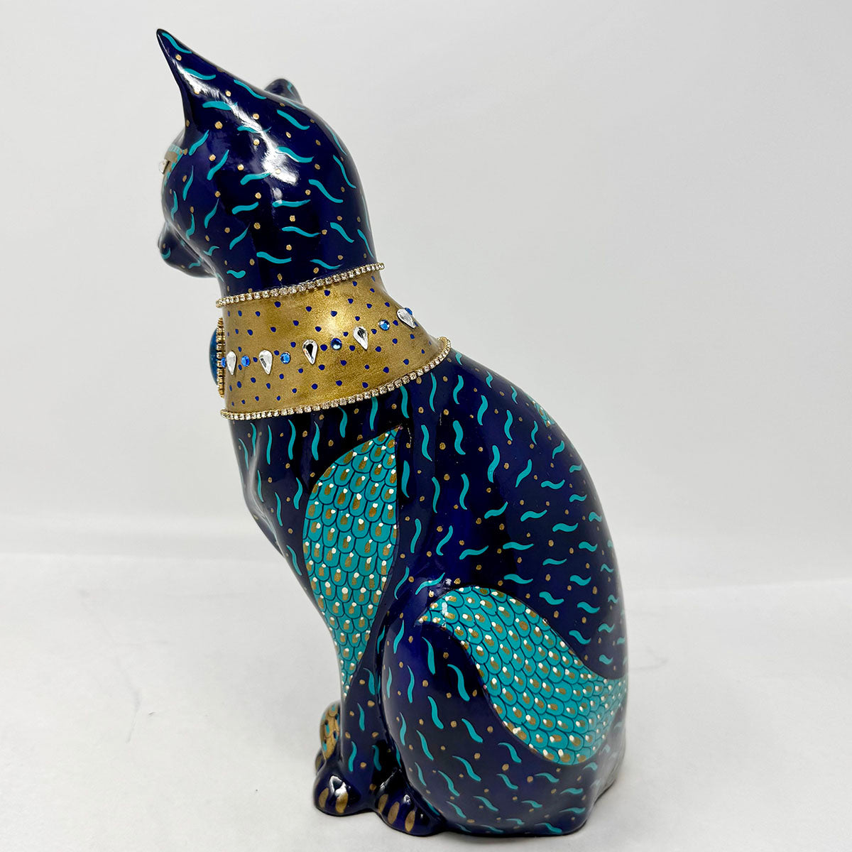 Bejeweled Cat Figure, Signed