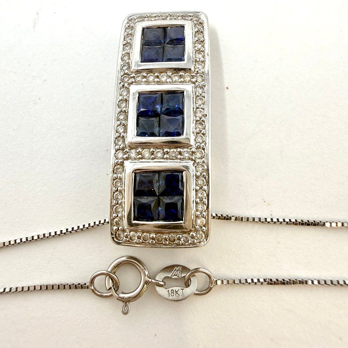 Sapphire and Diamond Pendant Necklace
