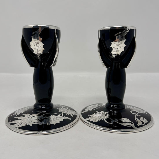 Pair of Duncan Miller Art Deco Rocket Candlesticks