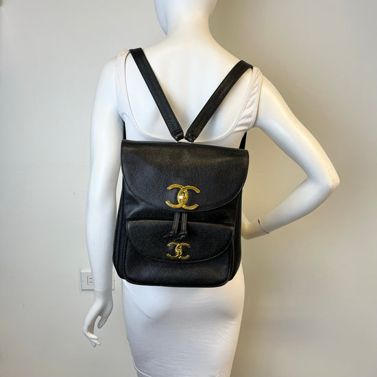 Chanel Vintage Caviar Double CC Backpack