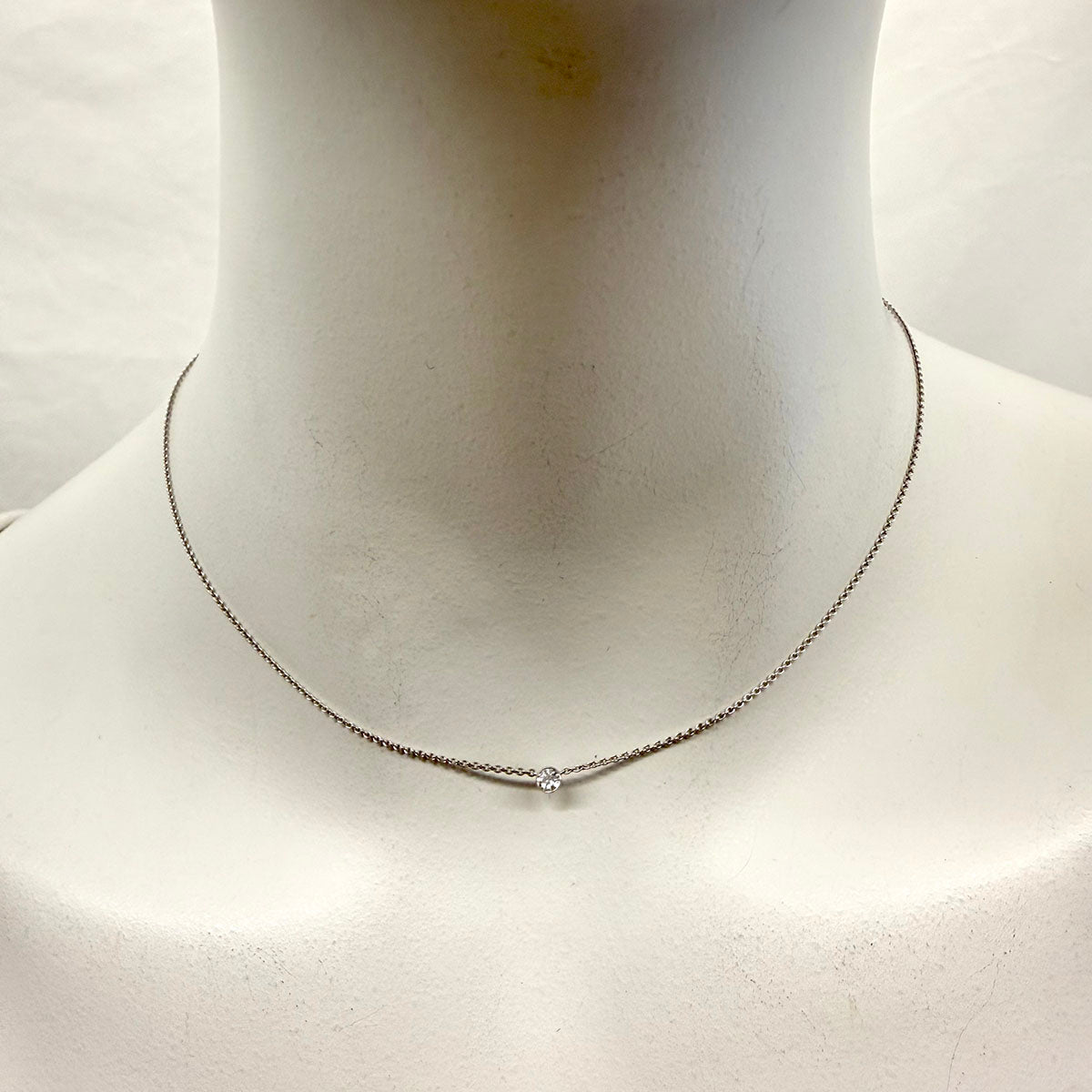 18K White Gold Bezel Set Diamond by the Yard Necklace