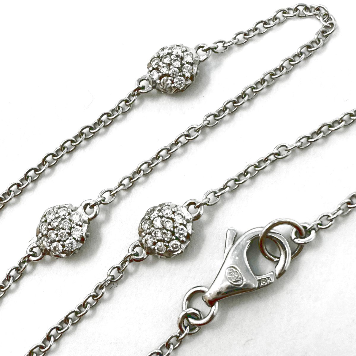 18K White 30" Diamond Station Necklace