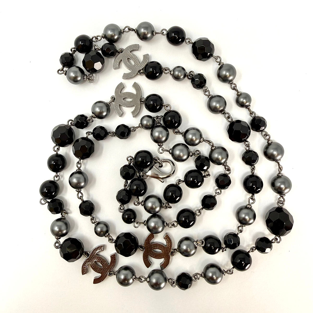 Chanel Faceted Beaded CC Station Necklace