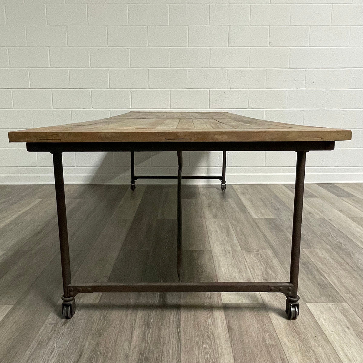 Industrial Dining Table on Wheels