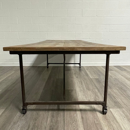 Industrial Dining Table on Wheels