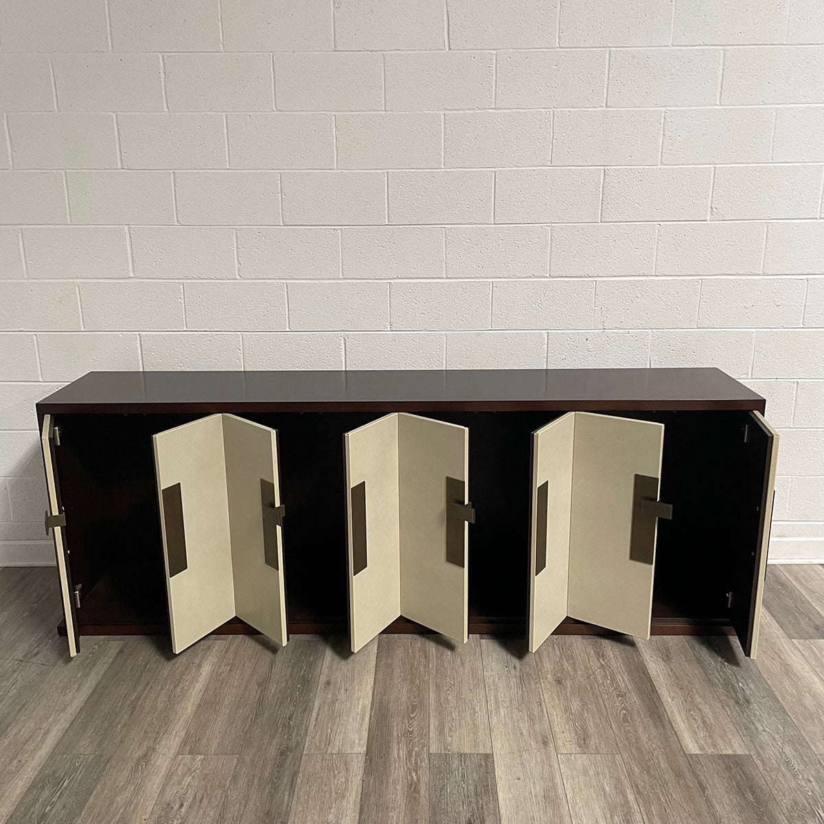 Sideboard with Leather Doors and Dark Wood