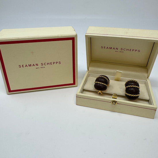 Seaman Schepps Wood and 18K Gold Shrimp Earrings