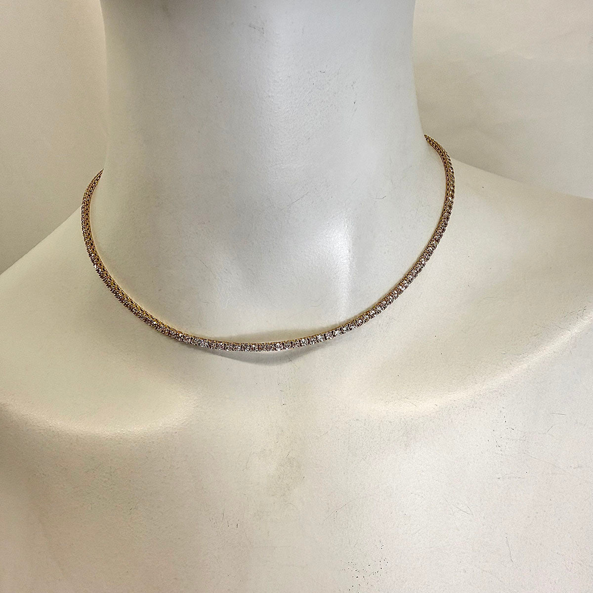 14K Yellow Gold Diamond Tennis Necklace