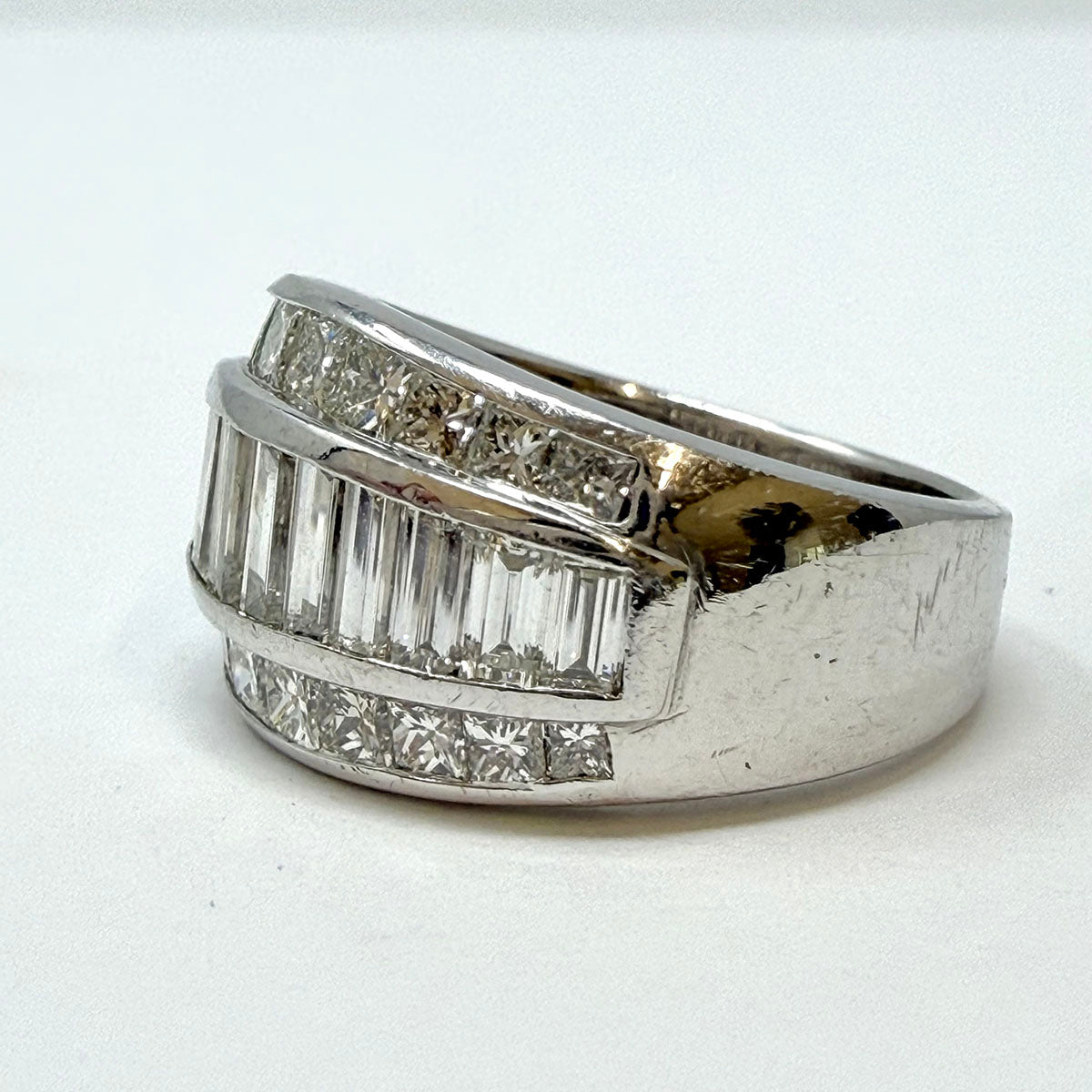 Platinum Triple Row Ring with 1.25ct European Cut Diamond