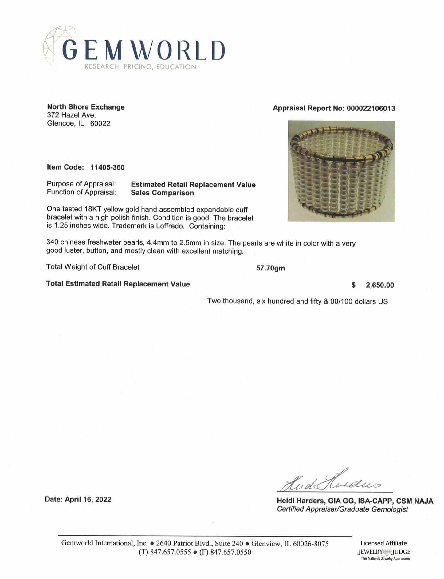 Loffredo 340 Freshwater Pearl Expandable Cuff Bracelet