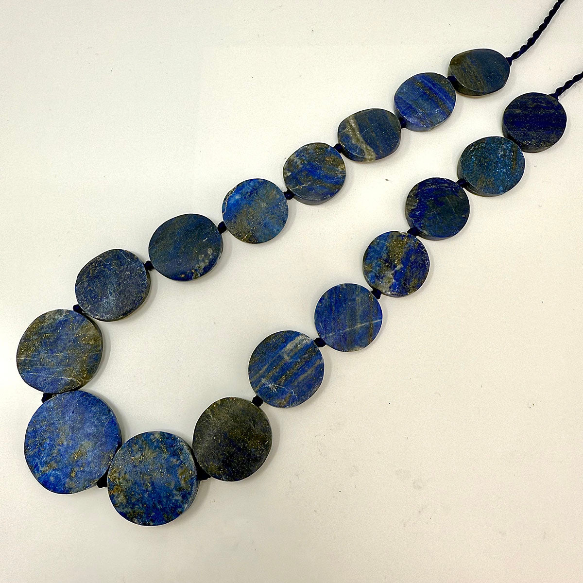 Adjustable Oval Lapis Disk Necklace