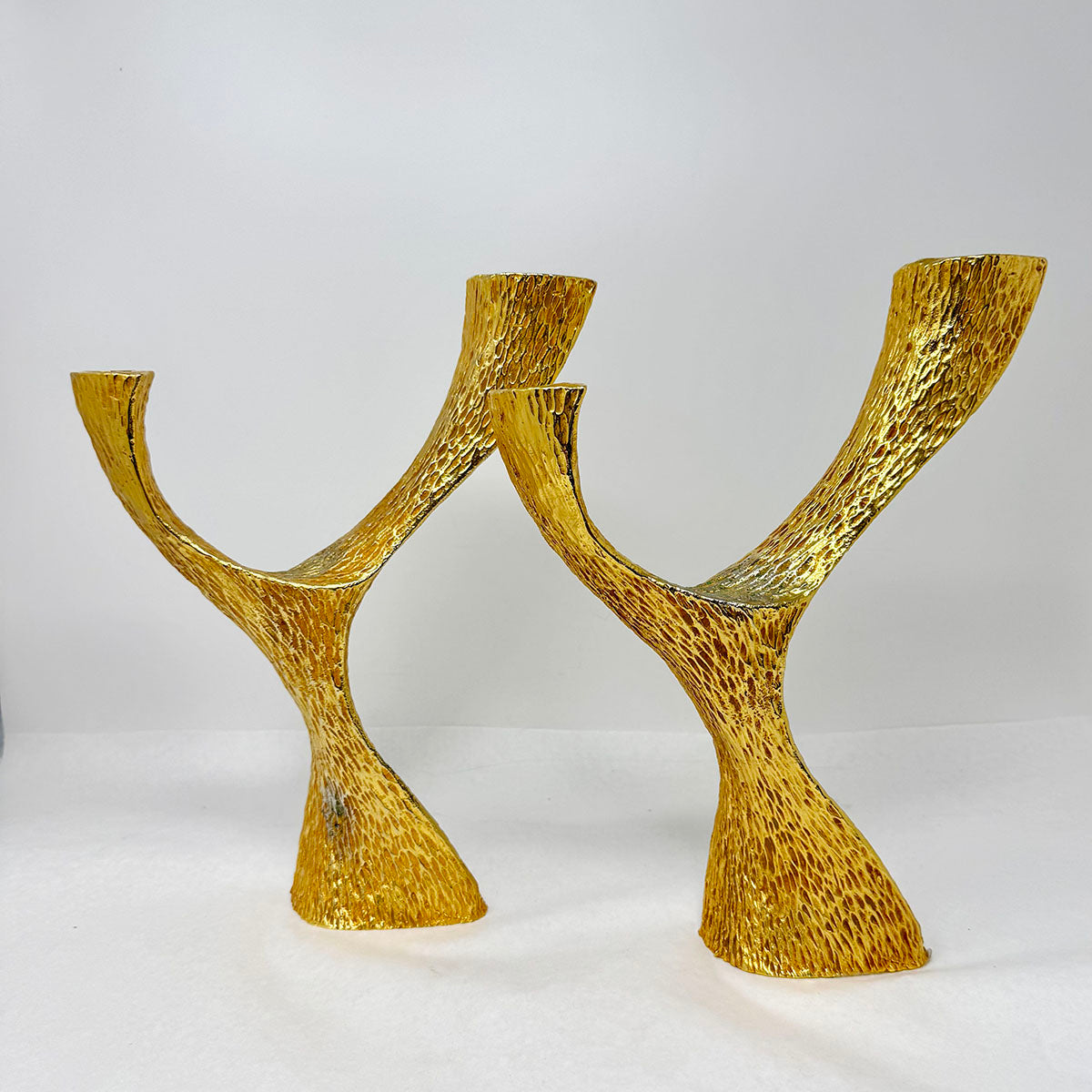 Pair of Brutalist Wishbone Candle Holders