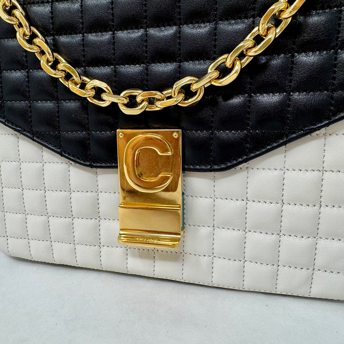 Celine Quilted C Bicolor Shoulder Bag