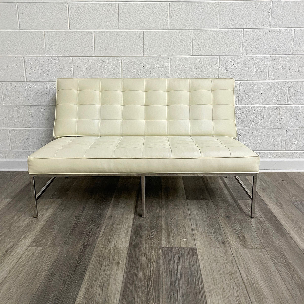 Cream  Leather Loveseat