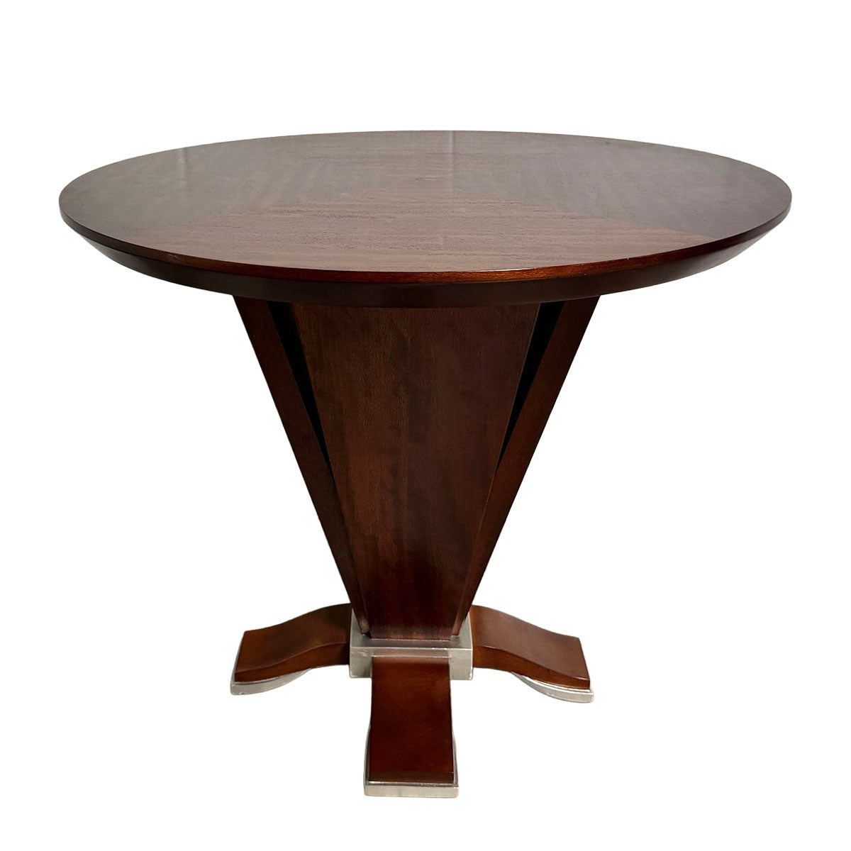 Round Pedestal End Table with Sculptural Base
