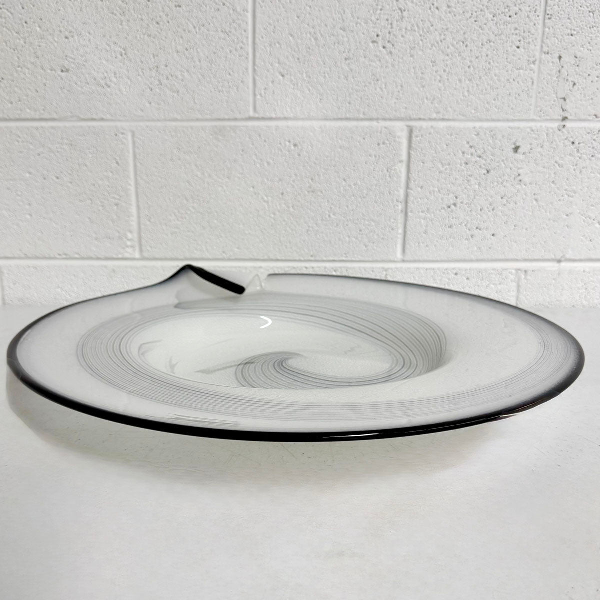 Art Glass Swirl Platter with Curled Edge