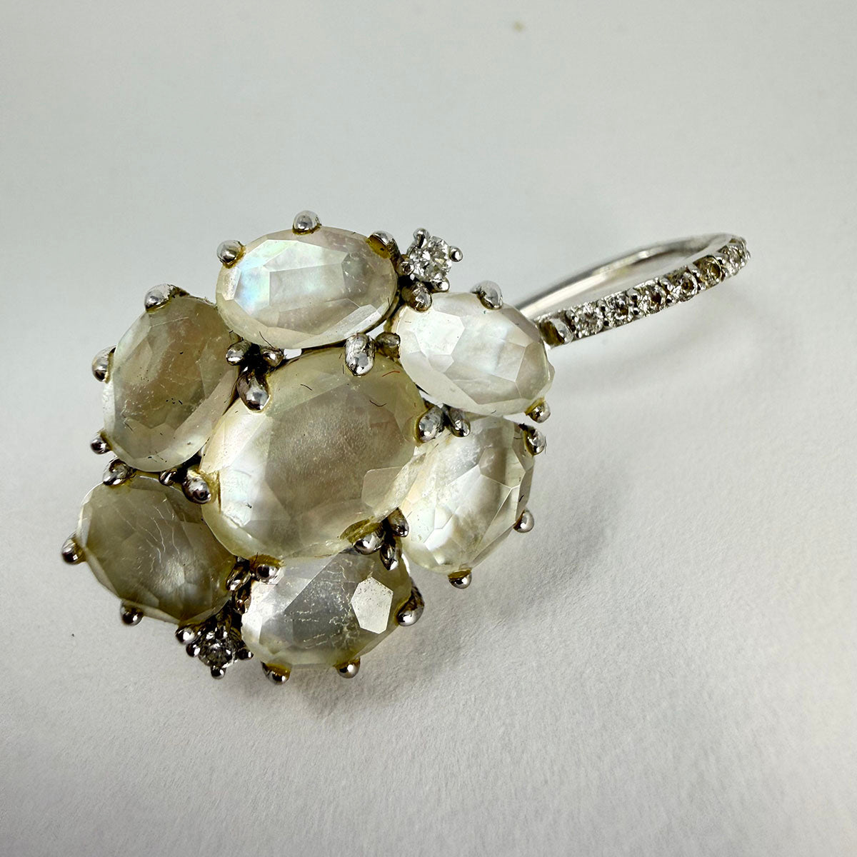 Phillips Frankel 14K White Gold Earrings with Moonstone and Diamonds