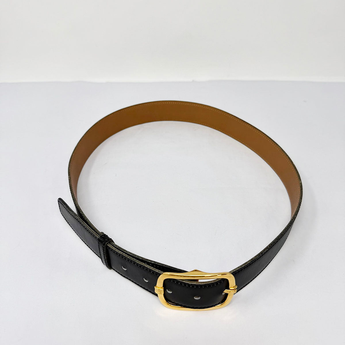 Hermes Swift Leather Belt with Gold-tone Buckle