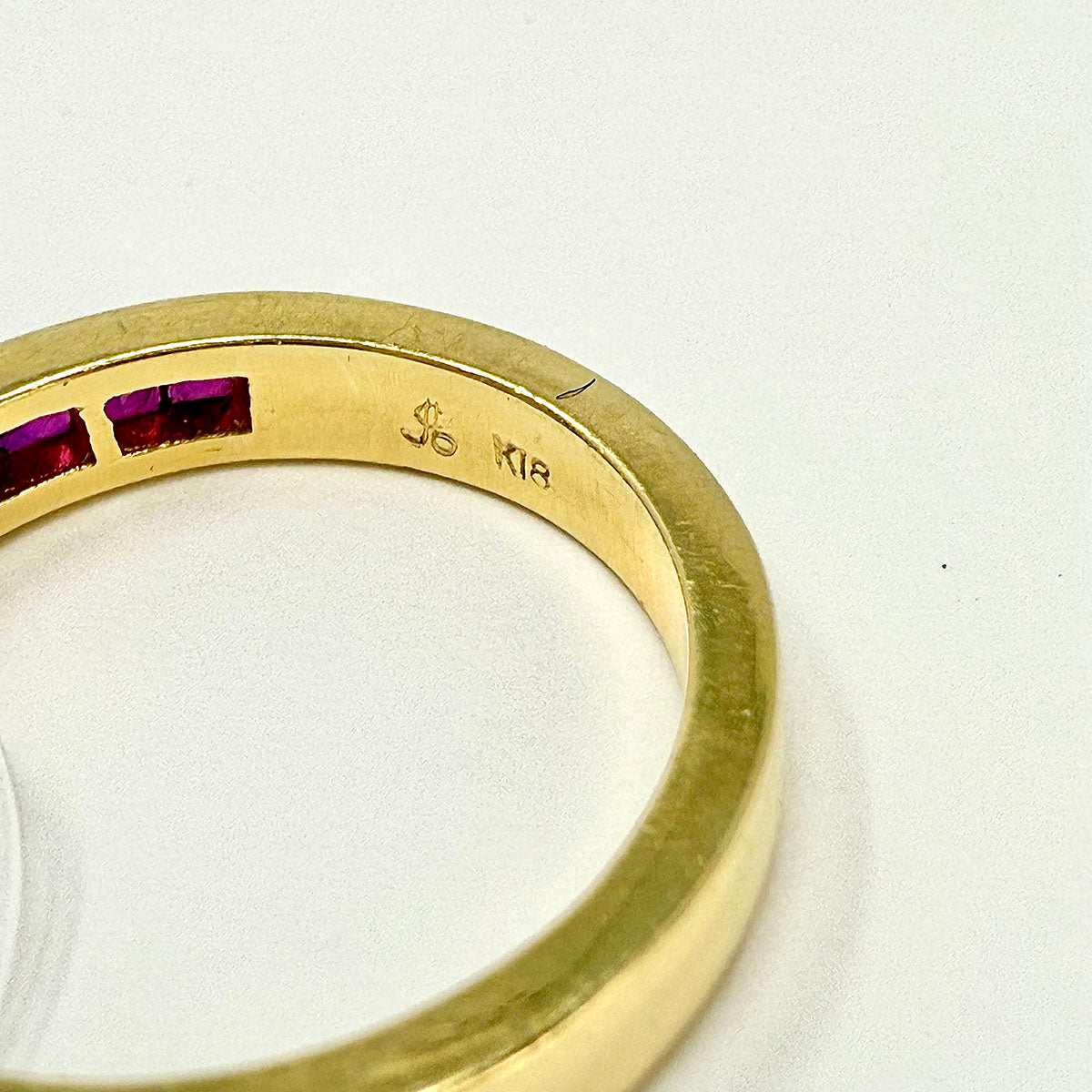 18K Gold Ring with 13 Channel Set Rubies