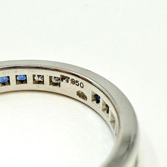 Platinum Ring with 15 Diamonds and 15 Sapphires