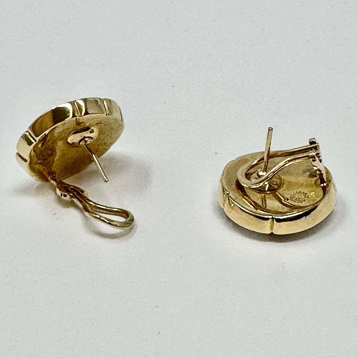 Asch Grossbardt 14K Gold Round Earrings with Mother of Pearl