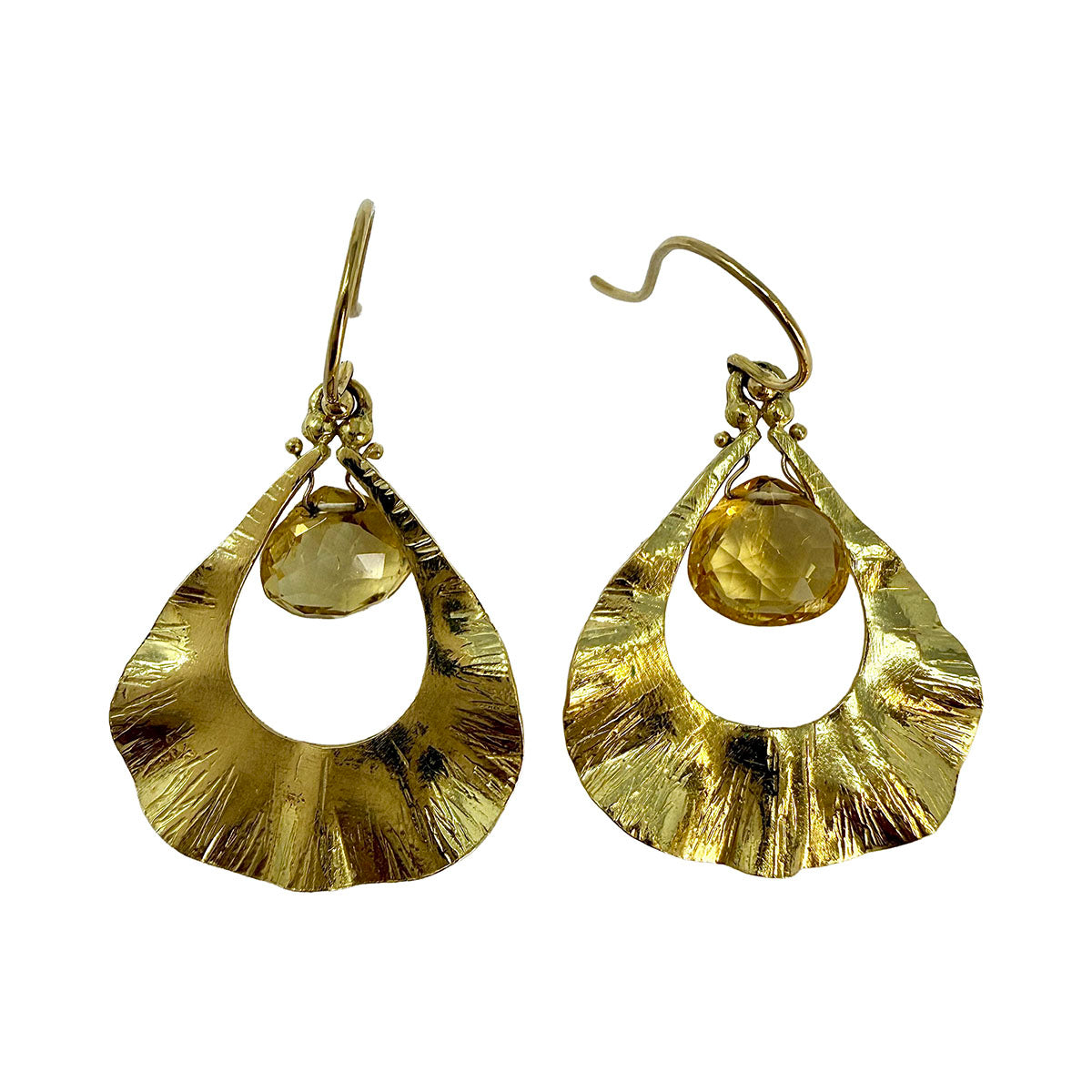 14K Gold Drop Earrings with Citrine
