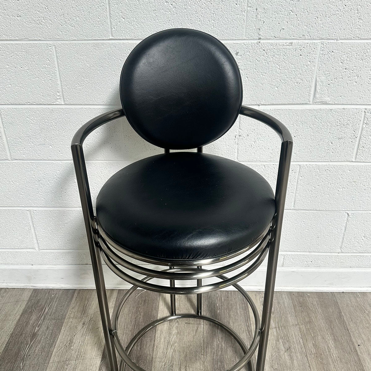 Pair of Leather and Chrome Bar Stools