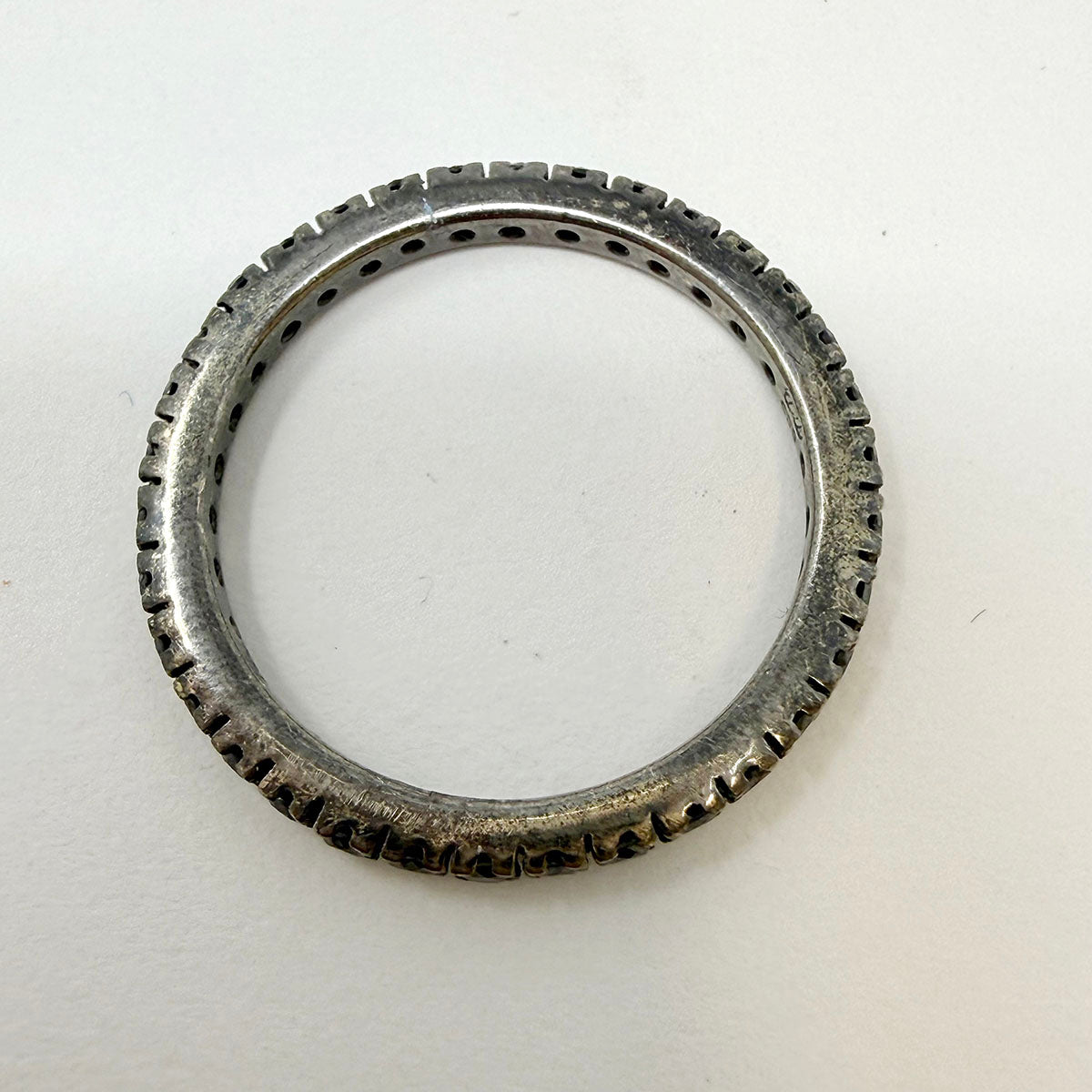 14K White Gold Black Diamond Eternity Band